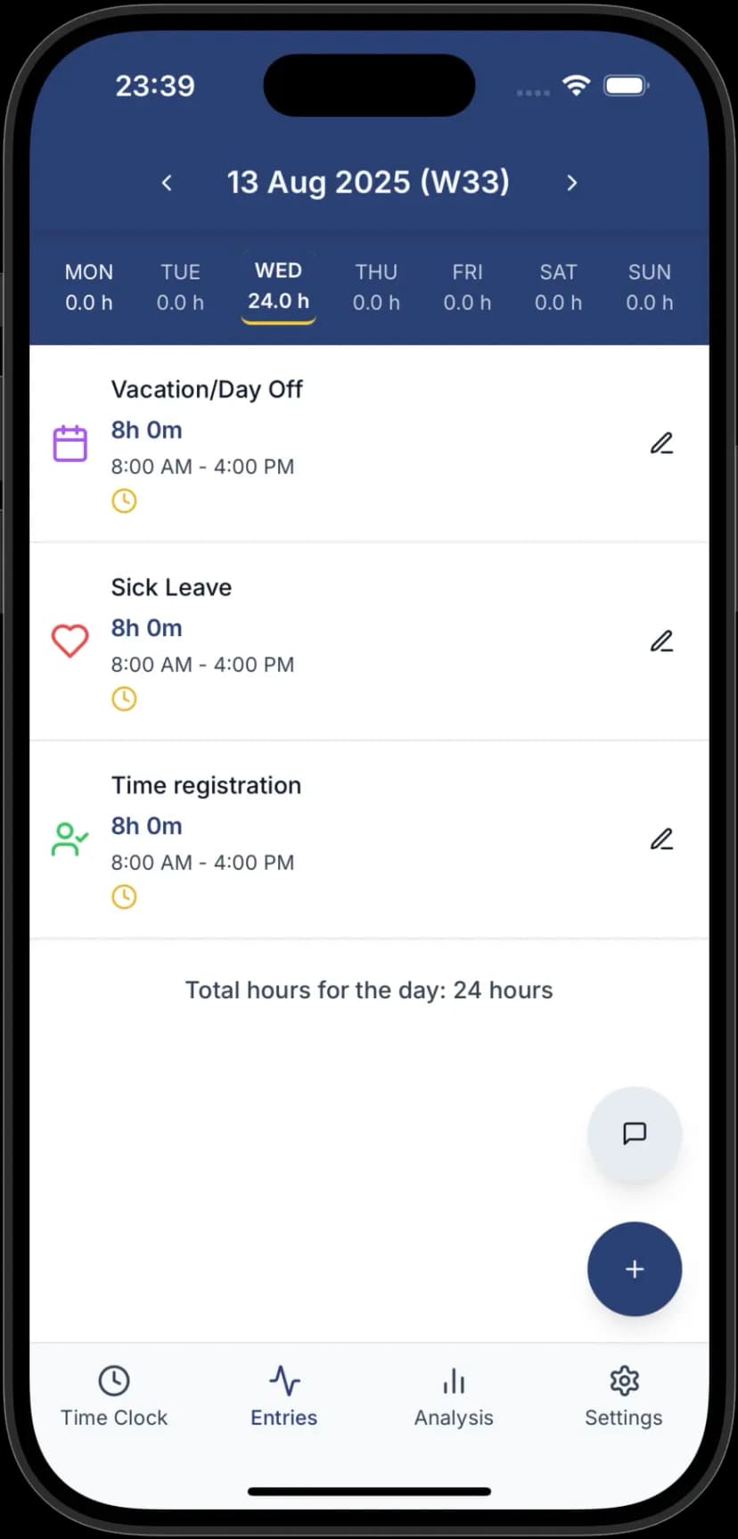 Timesheet dettagliato
